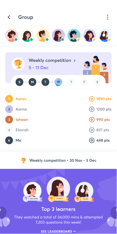 Unacademy learner app screen