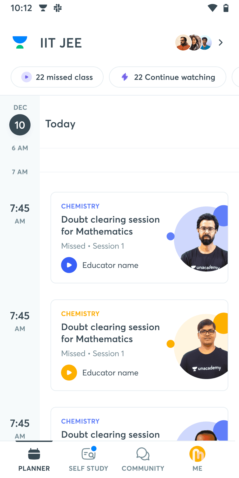 Unacademy streaks screen